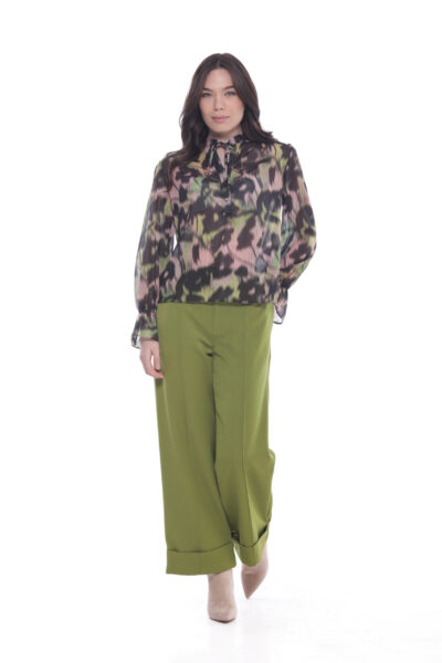 MIMÌ MUÀ Firenze MRAL-2719 Pantalone verde con risvolto