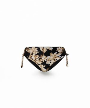 TWINSET 251LBMT99 Slip da bagno nero a fiori con coulisse