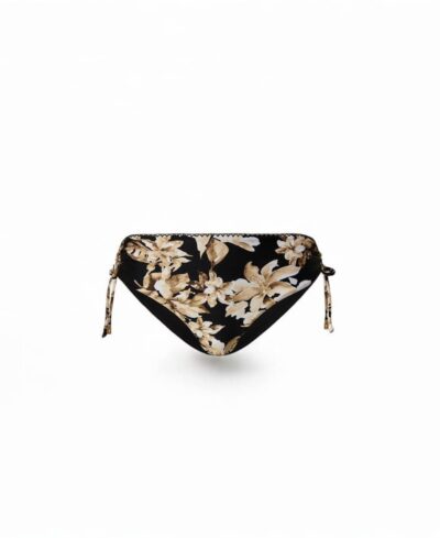 TWINSET 251LBMT99 Slip da bagno nero a fiori con coulisse