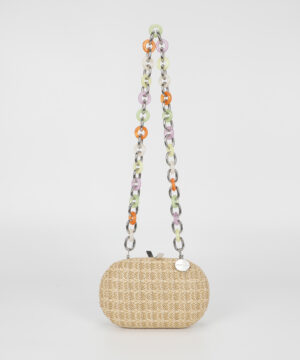 MIMÌ MUÀ Firenze M8-M201087 Borsa clutch beige con catena