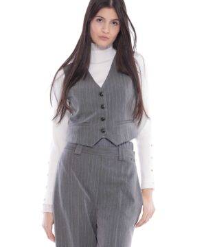 MIMÌ MUÀ Firenze MSAL-6479 Gilet gessato grigio