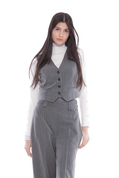 MIMÌ MUÀ Firenze MSAL-6479 Gilet gessato grigio