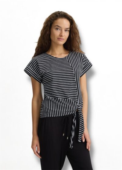 LIU JO VA5182J4909 Top nero stampa a righe