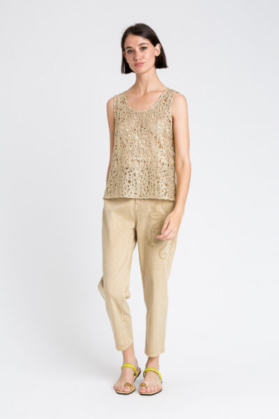 TWINSET 251LB2PAA Top dorato crochet lamé