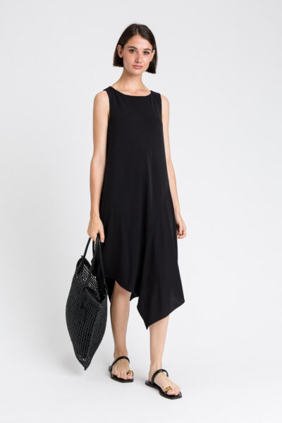 TWINSET 251LB2RBB Abito nero asimmetrico in jersey crêpe