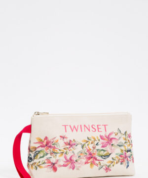 TWINSET 251LB7ABB Pochette in canvas stampa fiori madreperla