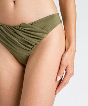 TWINSET 251LBMC66 Slip da bagno verde con arricciature
