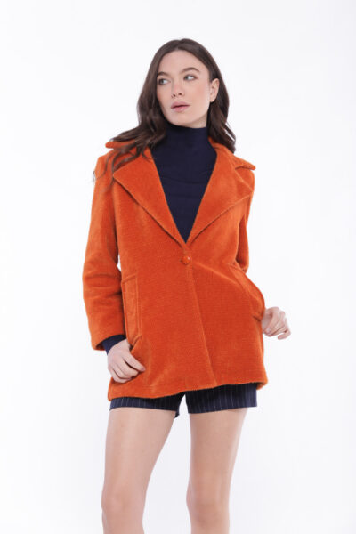 MIMÌ MUÀ Firenze ESAL-6473 Giaccone over arancio con lurex