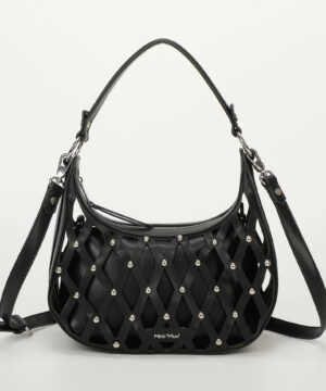 MIMÌ MUÀ Firenze M8-H201178 Borsa hobo nero effetto rete