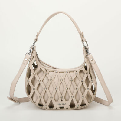 MIMÌ MUÀ Firenze M8-H201178 Borsa hobo beige effetto rete