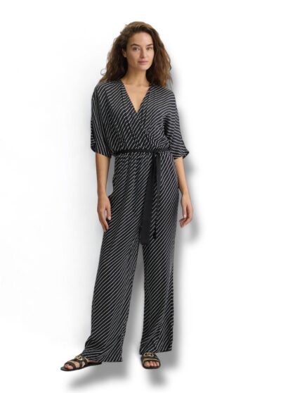 LIU JO VA5123TS963 Tuta ecosostenibile nero a righe