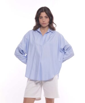 MIMÌ MUÀ Firenze SBAM-1855 Blusa over azzurro tessuto oxford