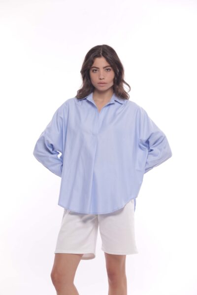 MIMÌ MUÀ Firenze SBAM-1855 Blusa over azzurro tessuto oxford