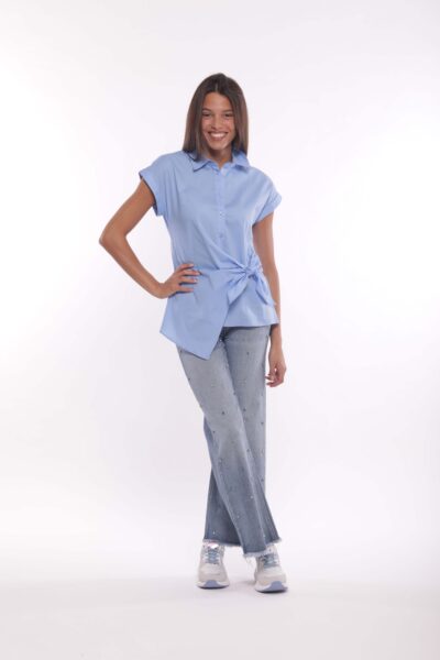 MIMÌ MUÀ Firenze ZDAM-2782 Jeans cropped blu con rivetto