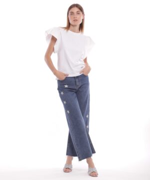 MIMÌ MUÀ Firenze ZDAM-2783 Jeans marine blu stelle strass
