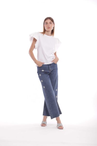 MIMÌ MUÀ Firenze ZDAM-2783 Jeans marine blu stelle strass