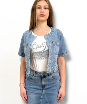 MIMÌ MUÀ Firenze ZDAM-6550 Giacca di jeans blu con rivetti