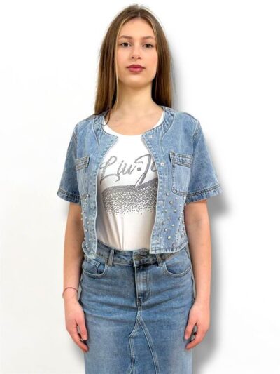 MIMÌ MUÀ Firenze ZDAM-6550 Giacca di jeans blu con rivetti