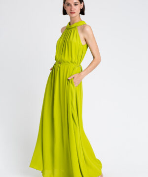 TWINSET 251LB2ECC Abito halter lungo verde in crêpe