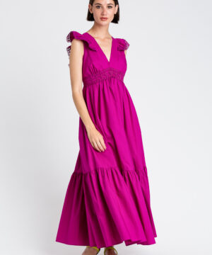 TWINSET 251LB2KFF Abito lungo magenta in popeline
