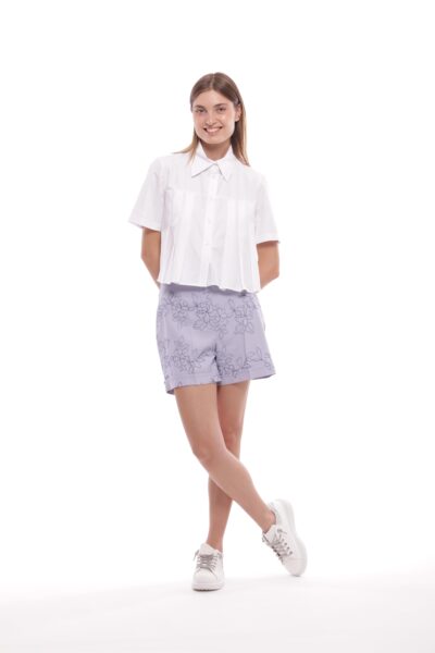 MIMÌ MUÀ Firenze ESAM-2725 Short con fiore ricamato