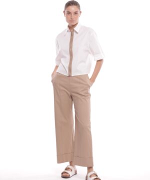 MIMÌ MUÀ Firenze ESAM-2729 Pantalone palazzo in gabardina beige