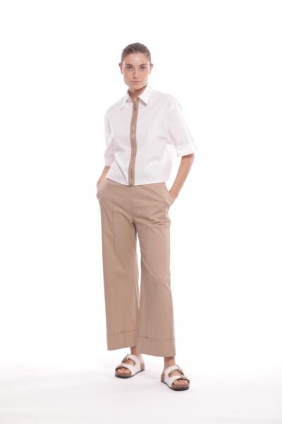 MIMÌ MUÀ Firenze ESAM-2729 Pantalone palazzo in gabardina beige
