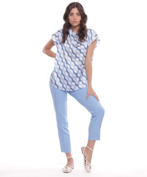 MIMÌ MUÀ Firenze ESAM-2732 Pantalone sigaretta tecnico celeste
