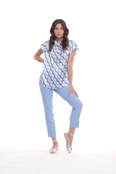 MIMÌ MUÀ Firenze ESAM-2732 Pantalone sigaretta tecnico celeste