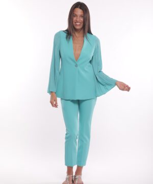 MIMÌ MUÀ Firenze ESAM-2732 Pantalone sigaretta tecnico turchese