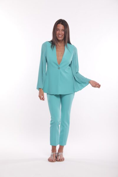 MIMÌ MUÀ Firenze ESAM-2732 Pantalone sigaretta tecnico turchese