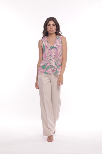 MIMÌ MUÀ Firenze ESAM-2736 Pantalone palazzo tecnico burro