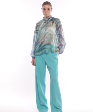 MIMÌ MUÀ Firenze ESAM-2736 Pantalone palazzo tecnico turchese