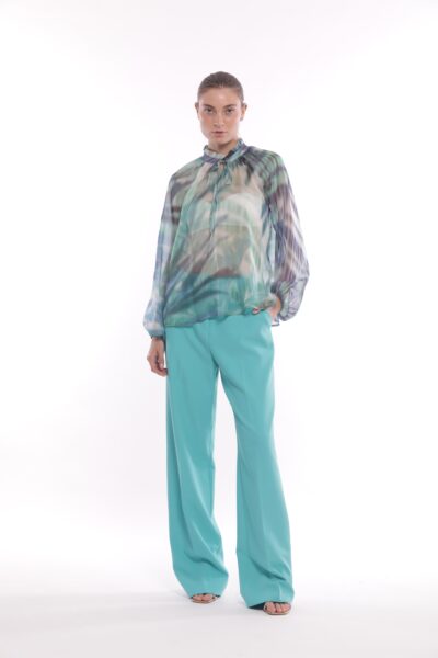 MIMÌ MUÀ Firenze ESAM-2736 Pantalone palazzo tecnico turchese