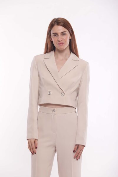 MIMÌ MUÀ Firenze ESAM-6522 Giacca cropped tecnico burro