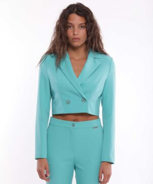 MIMÌ MUÀ Firenze ESAM-6522 Giacca cropped tecnico turchese