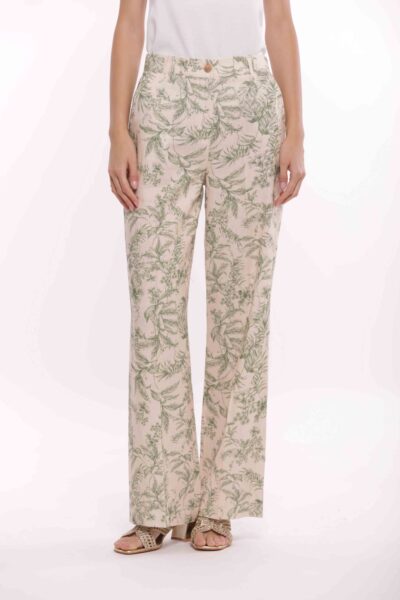 MIMÌ MUÀ Firenze MRAM-2760 Pantalone palazzo toile de jouy verde