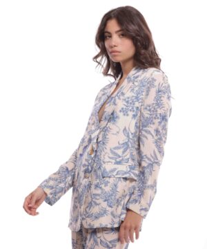 MIMÌ MUÀ Firenze MRAM-6535 Giacca lunga fantasia azzurro