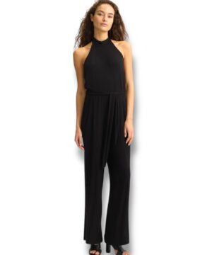 LIU JO VA5033JS360 Tuta lunga ecosostenibile halter nero
