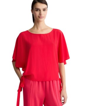 LIU JO VA5122T2920 Blusa tessuto navetta rosso con fiocchi