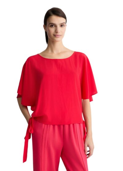LIU JO VA5122T2920 Blusa tessuto navetta rosso con fiocchi