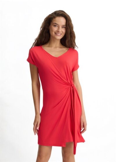 LIU JO VA5037JS360 Abito corto ecosostenibile in jersey rosso