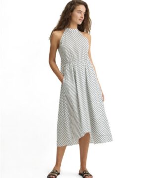 LIU JO VA5081TS947 Abito lungo ecosostenibile bianco righe