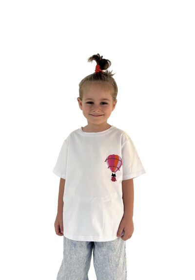 MIMÌ MUÀ Firenze SFAM-1760 T-shirt bianco mongolfiera bambina