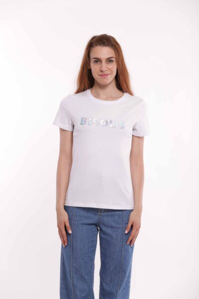 MIMÌ MUÀ Firenze SFAM-1769 T-shirt bianco "Bisous"