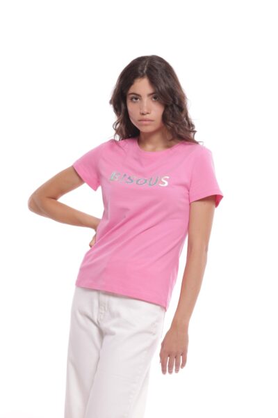 MIMÌ MUÀ Firenze SFAM-1769 T-shirt rosa "Bisous"