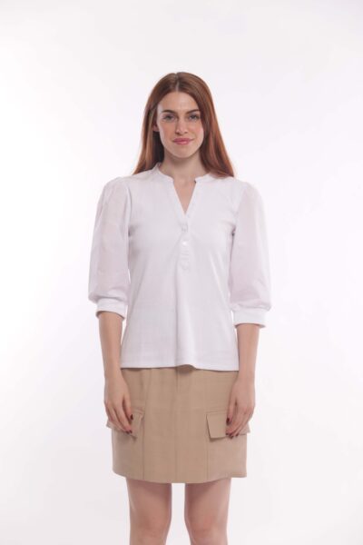 MIMÌ MUÀ Firenze SFAM-1793 T-shirt bianco a costine