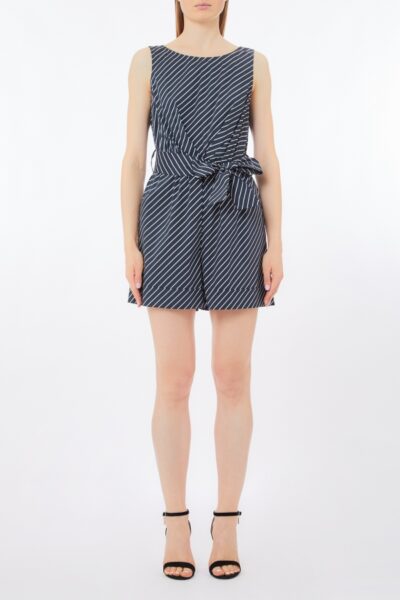 LIU JO VA5083TS947 Tuta corta ecosostenibile nero righe