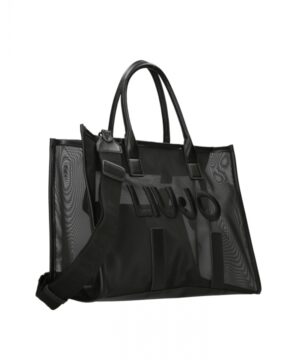 LIU JO VA5205J4660 Shopper in rete nero con logo