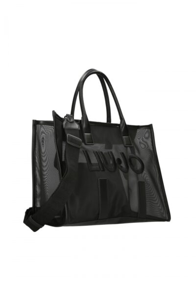 LIU JO VA5205J4660 Shopper in rete nero con logo